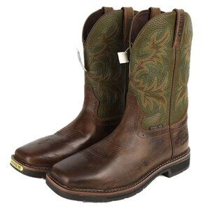 Justin Men's Brown Leather Steel Toe Western Work Boots Size 11D